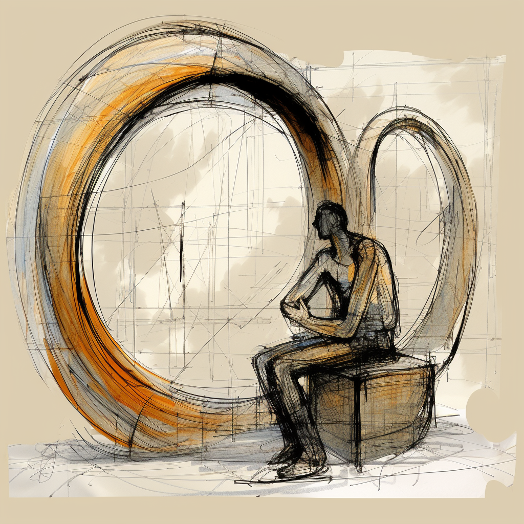 Scribble sketch of Henry Moore sculpture