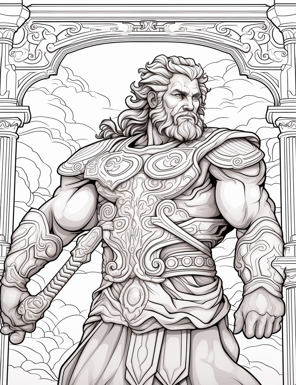 Hephaestus Mandala Coloring Page Design