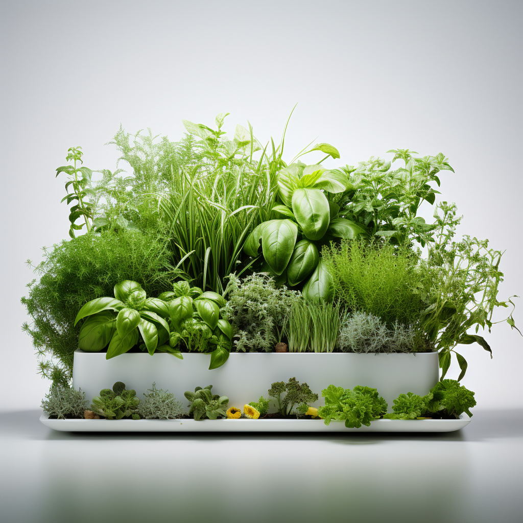 Various herbs in a container garden