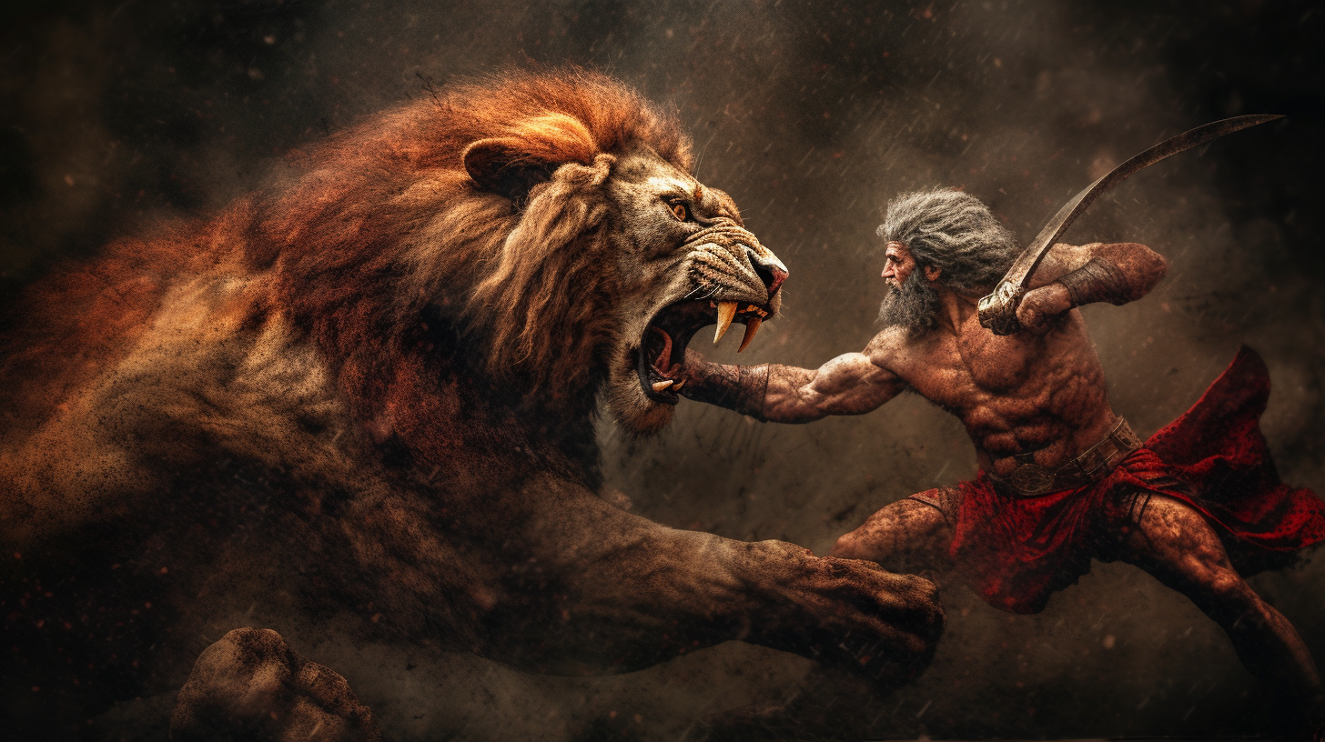 Intense Battle with Nemean Lion