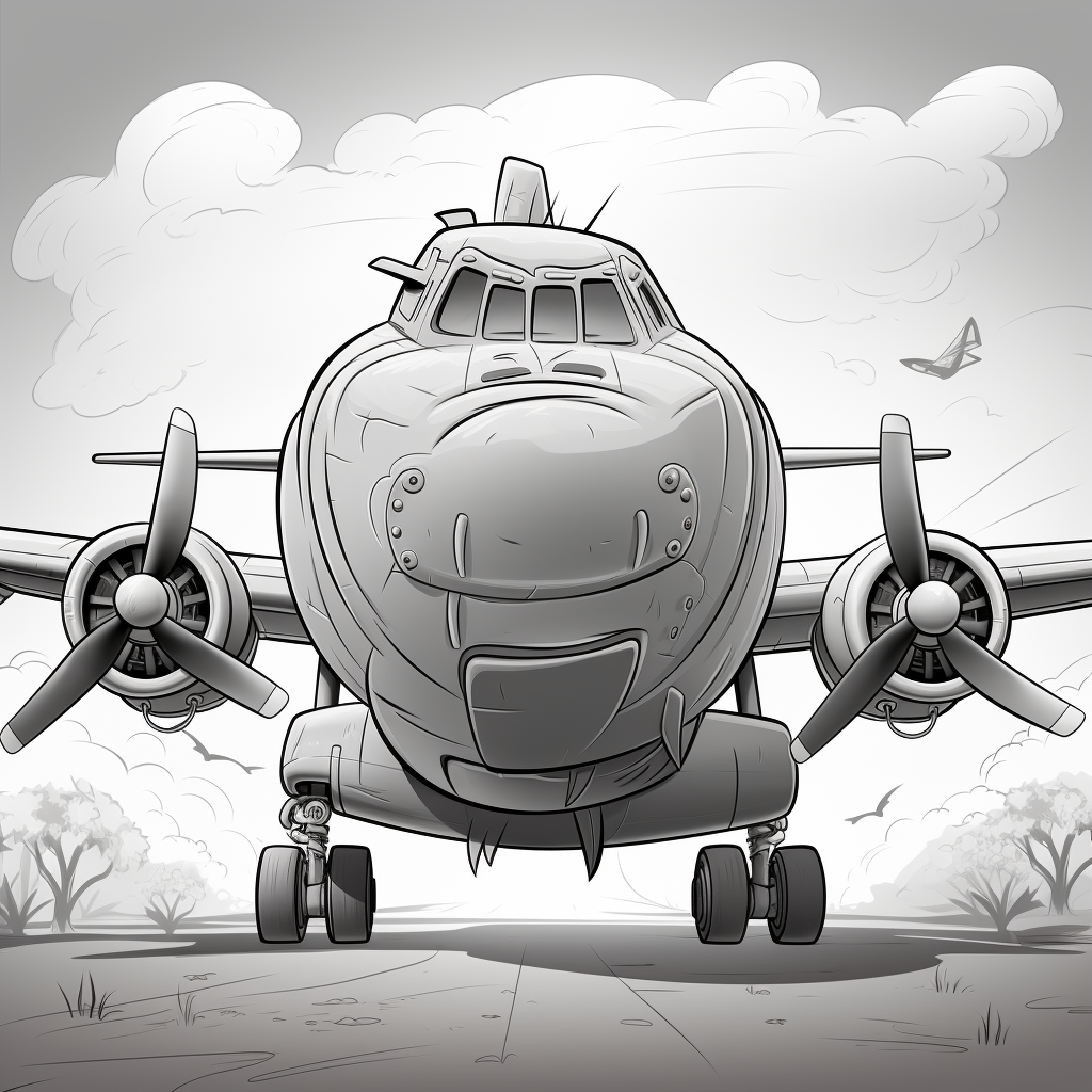 Cartoon Hercules Plane with Human-like Features