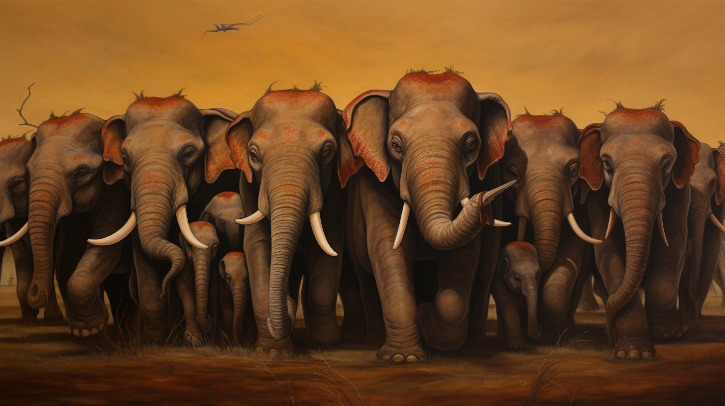 Beautiful Phad Painting of a Herd of Elephants