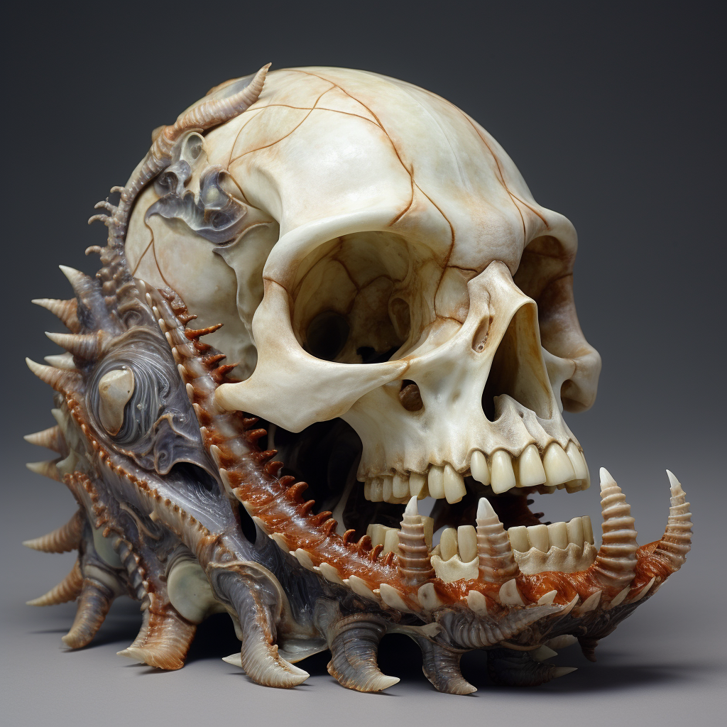 Hermit crab with skull shell