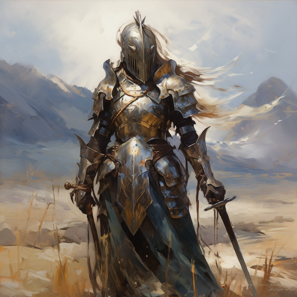 50 Year Old Knight in Plate Armor on Battlefield