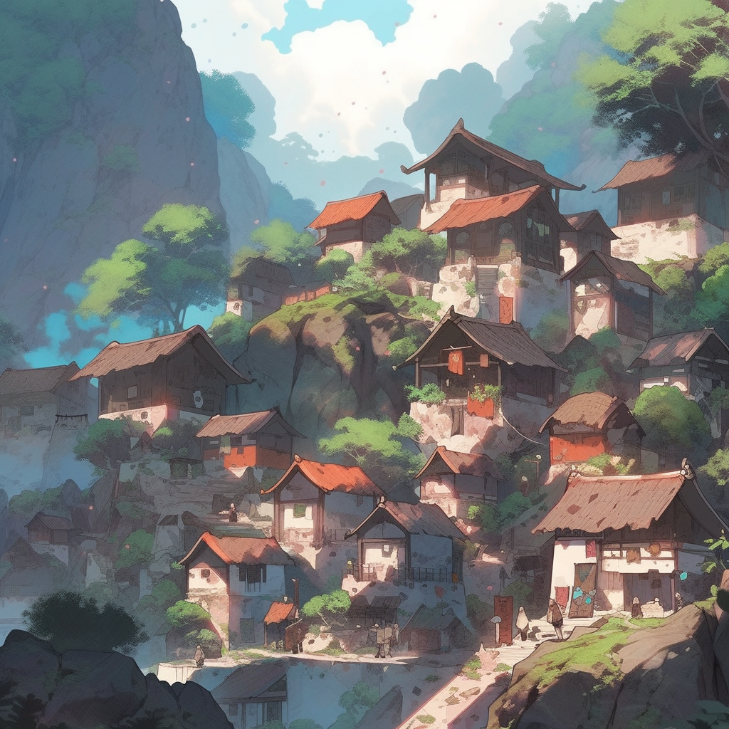 Beautiful hidden village on mountain bluff