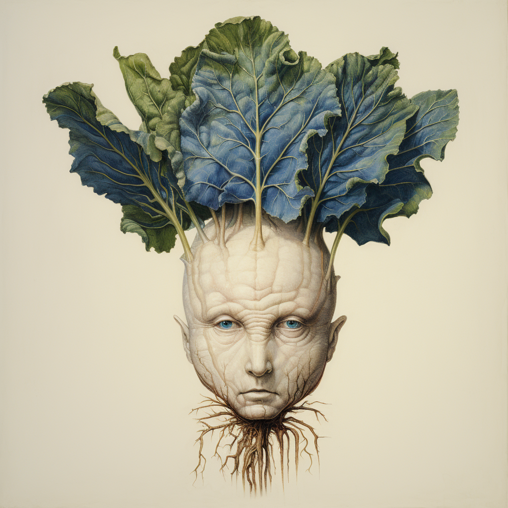 Beet head with leaf in visionary style