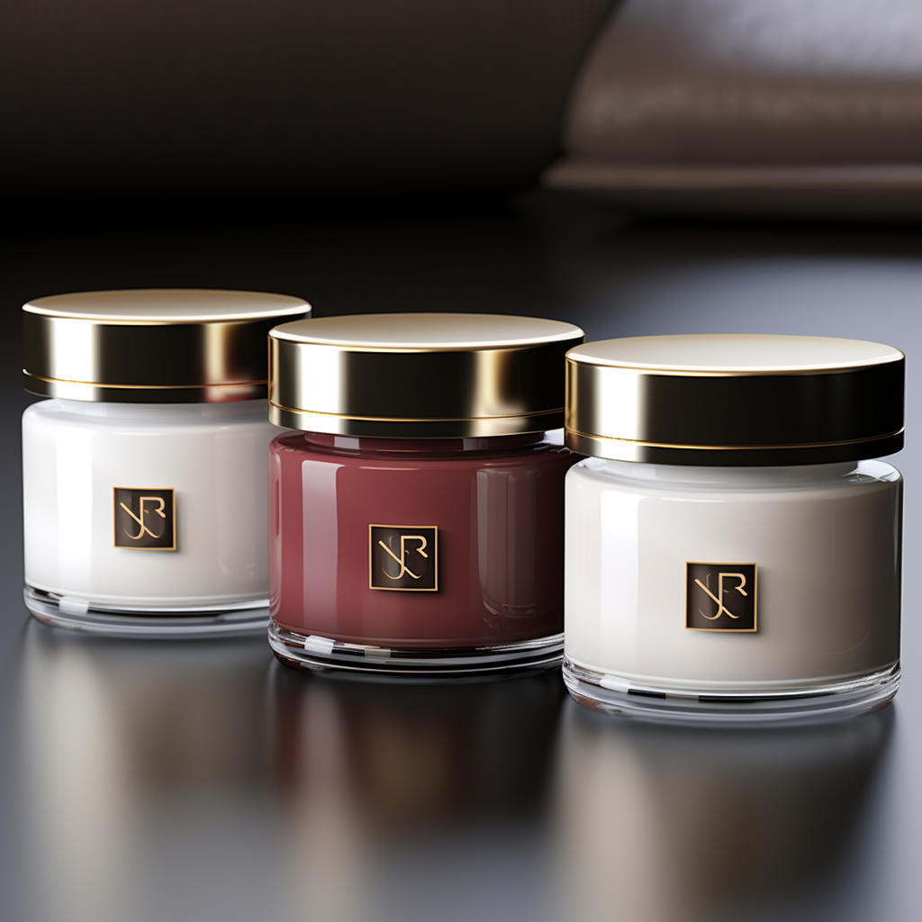 High-end cosmetic product jars with logo