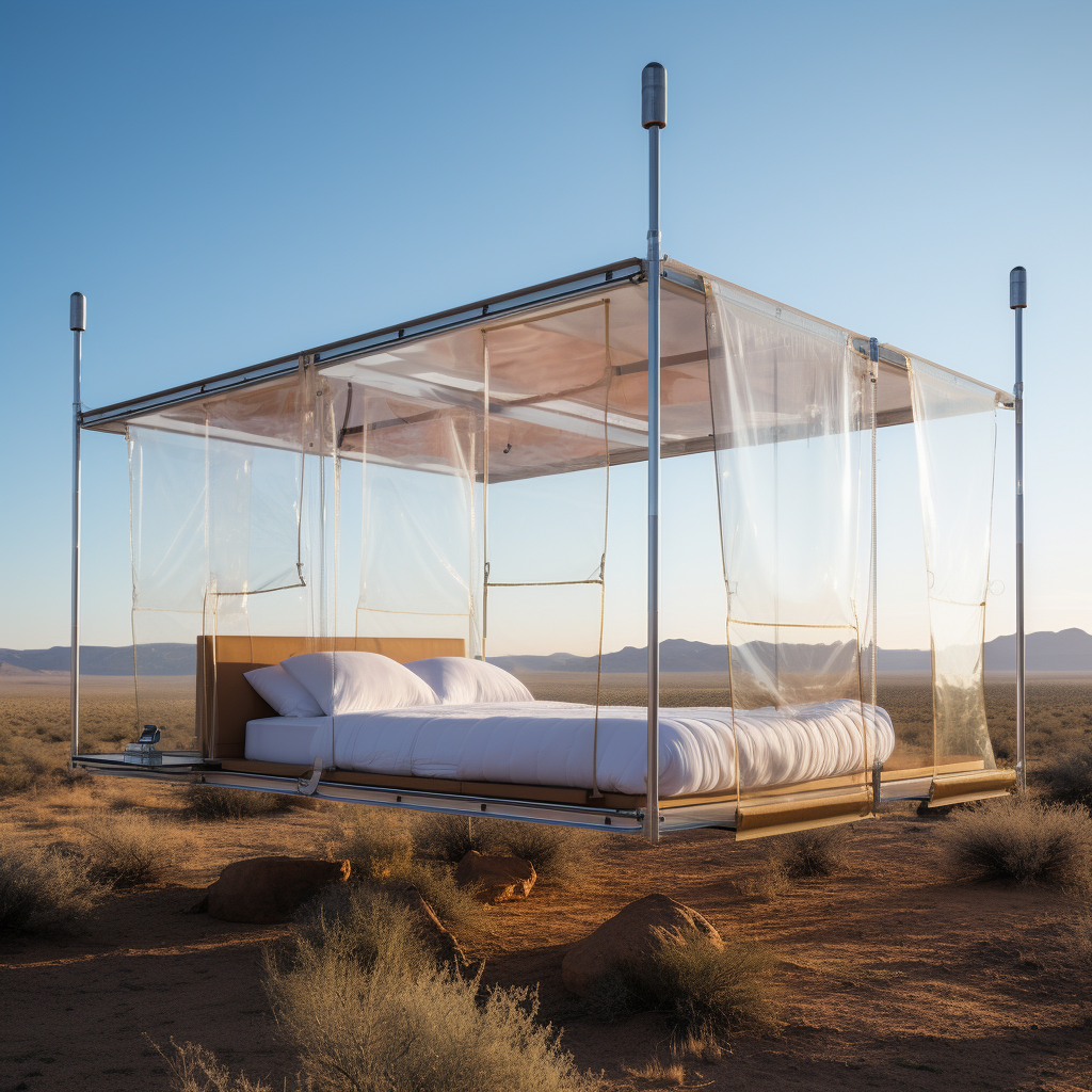 Stylish sleeping bed in the desert