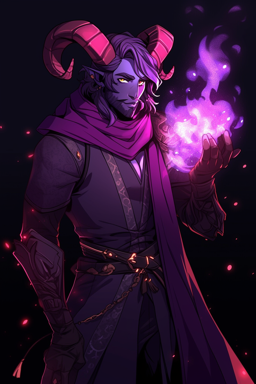 Impressive Tiefling Warlock Casting a Spell