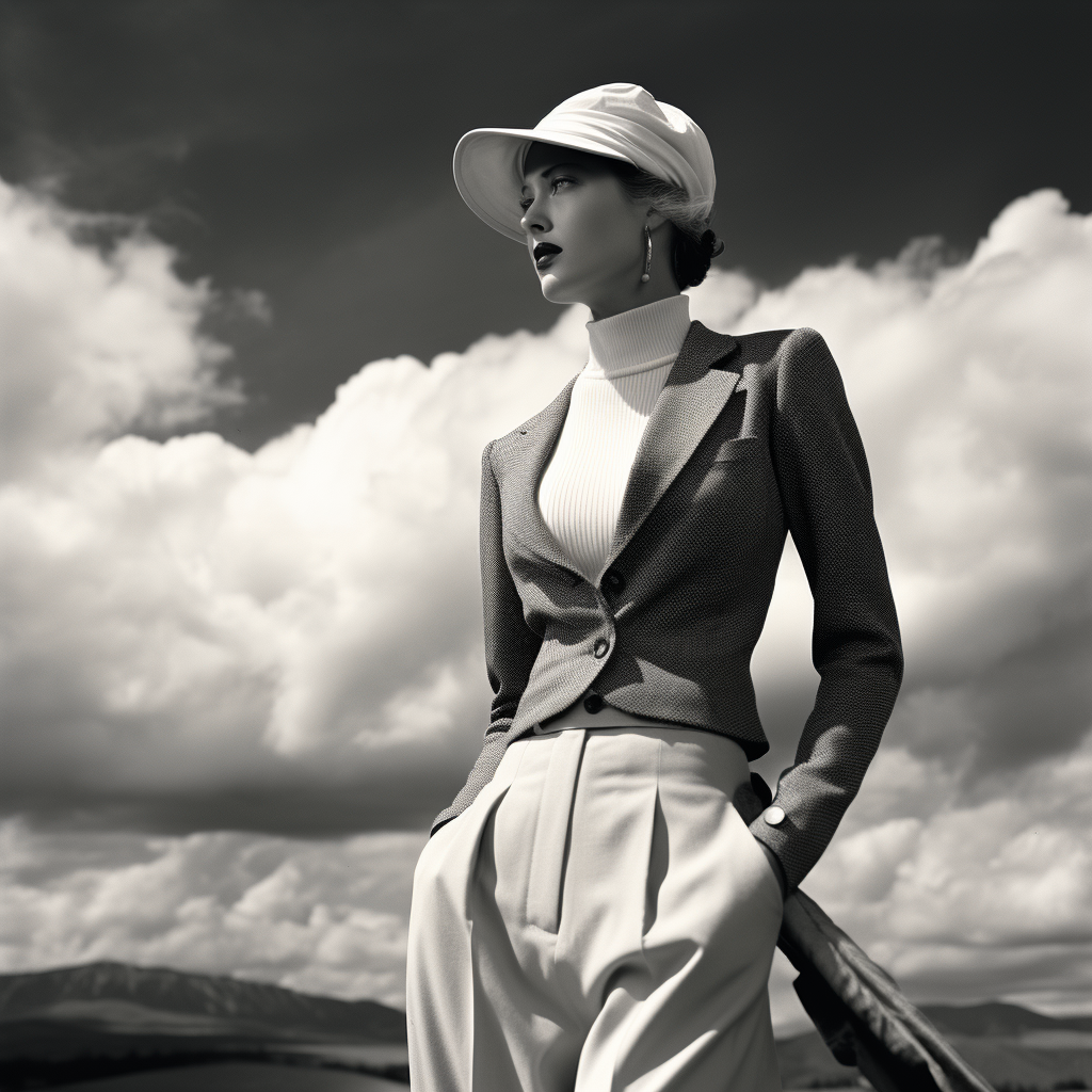 Woman in stylish historic golf attire