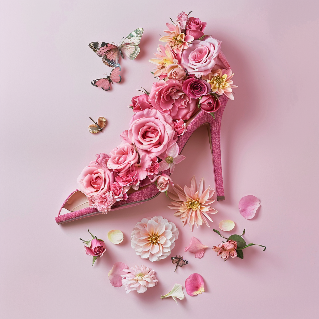 High heels made from roses