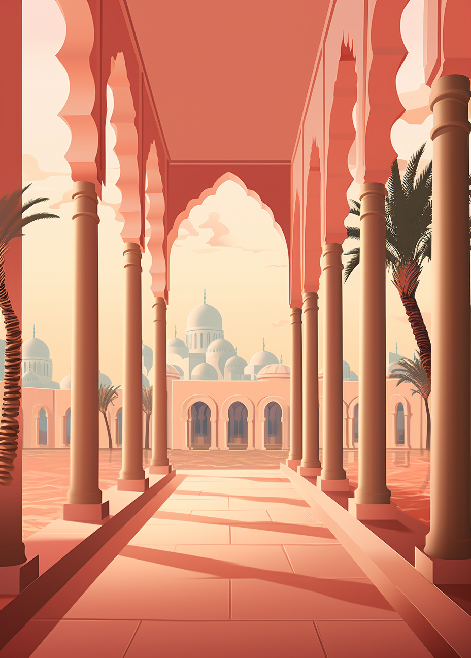 Minimal illustration of a high road leading to a palace