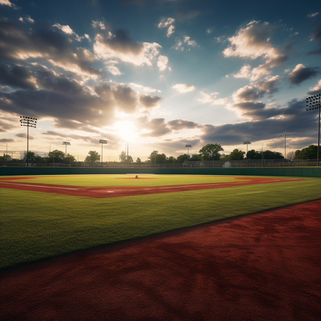 Cinematic baseball field with golden light