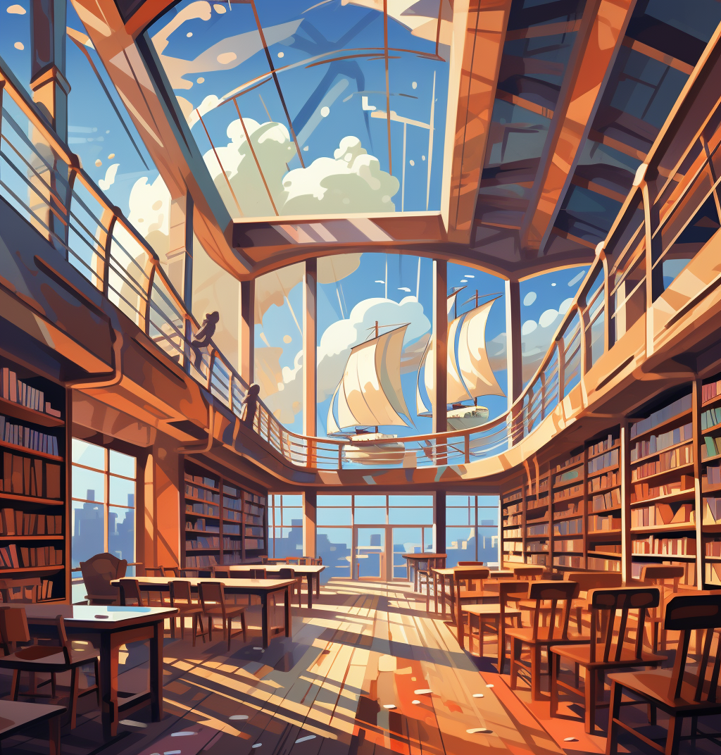 Noah's Ark-inspired library illustration