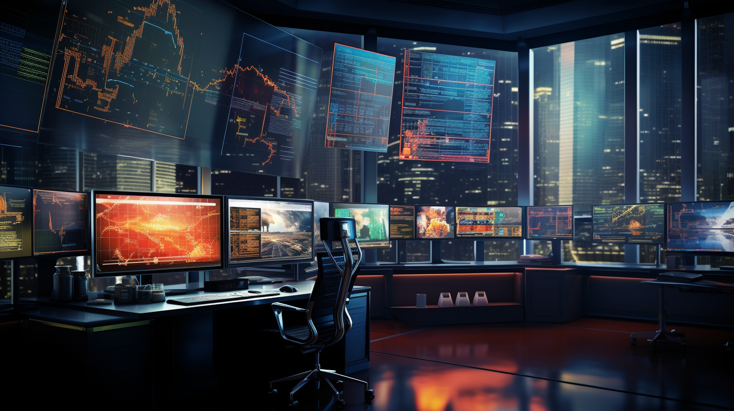 High Tech Trading Floor Crypto Charts