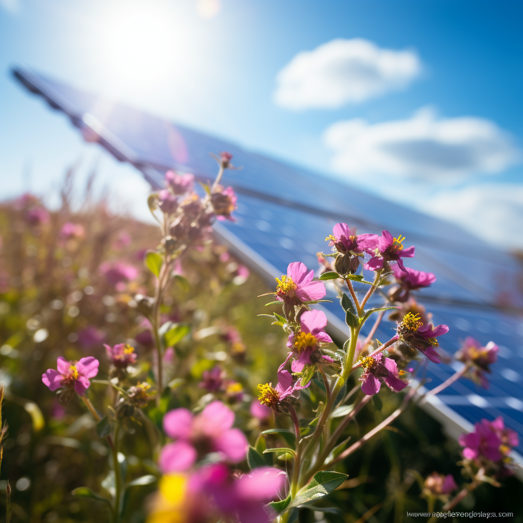 High Vertical Solar Panel Wildflowers