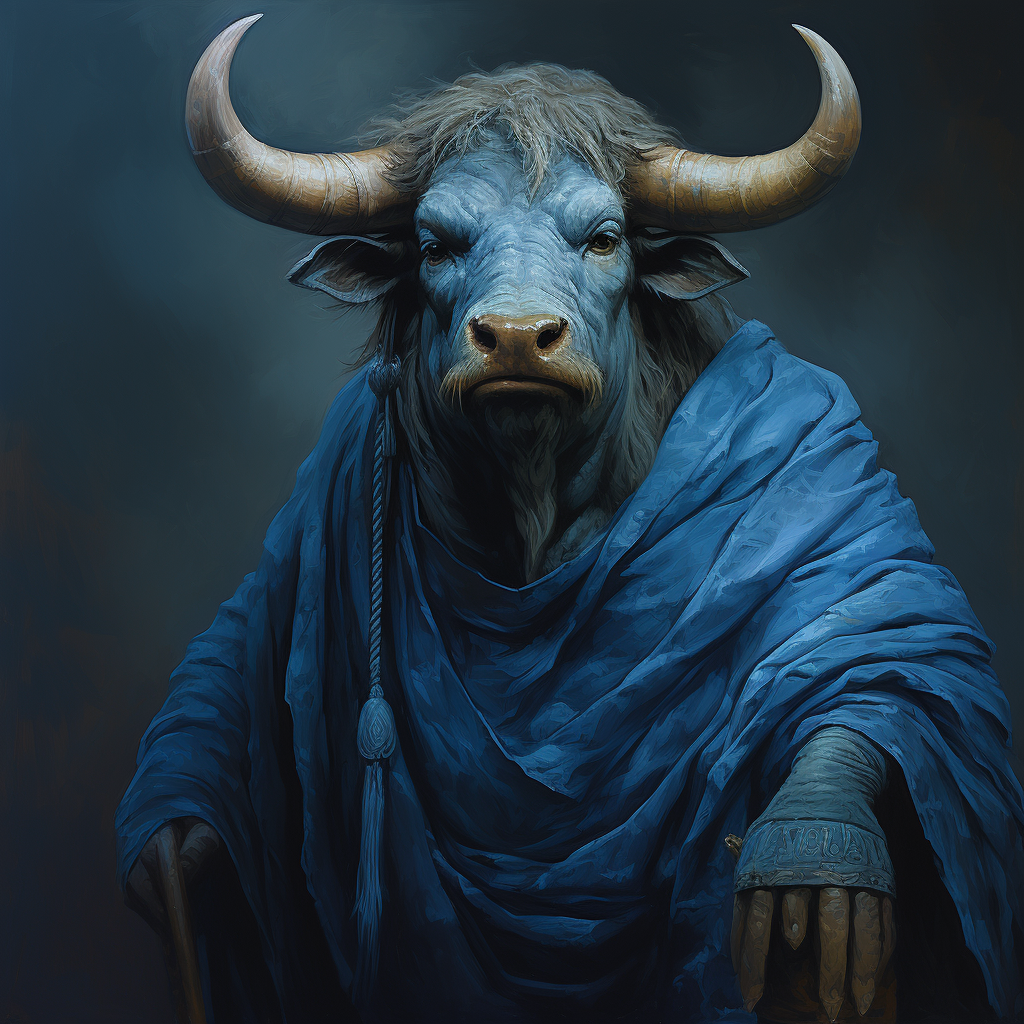 Highland Bull Minotaur in Blue Habit Robes