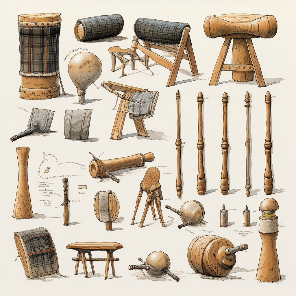 Highland Games Athletic Equipment Sketches