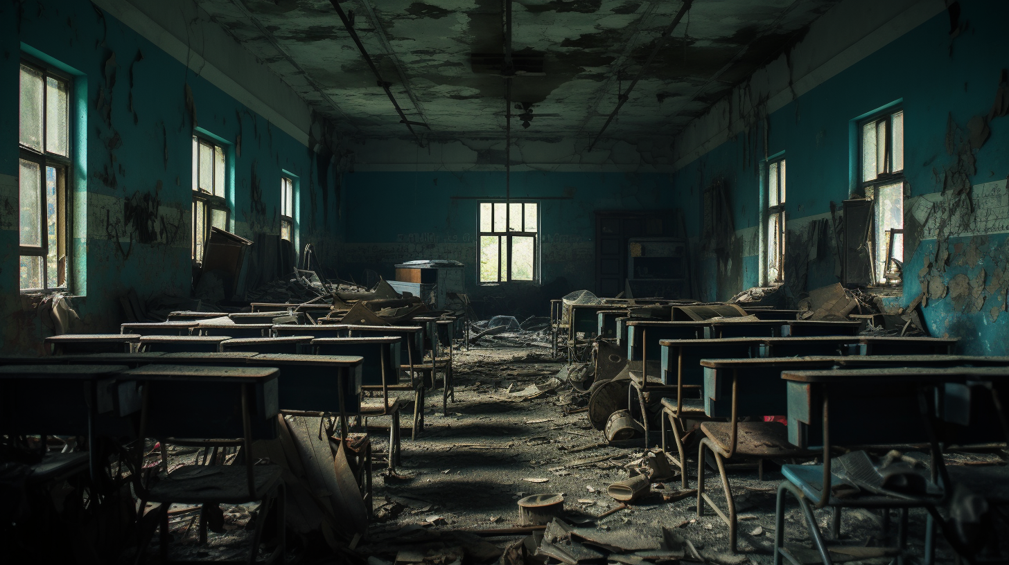 Dark High School Classroom Scene