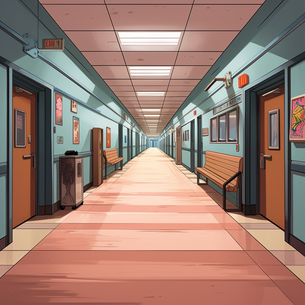 Realistic Illustration of a Highschool Hallway