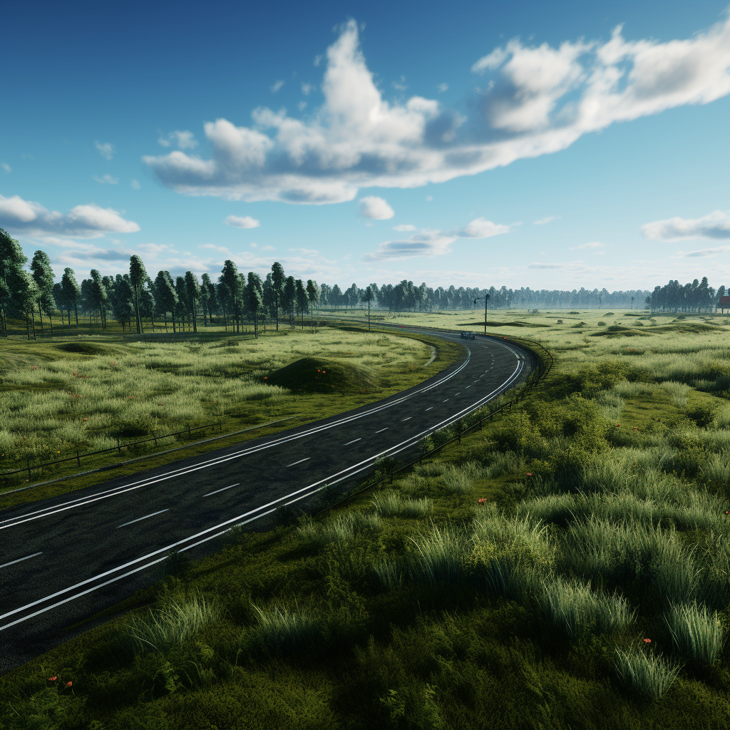 Beautiful highway scene with grass