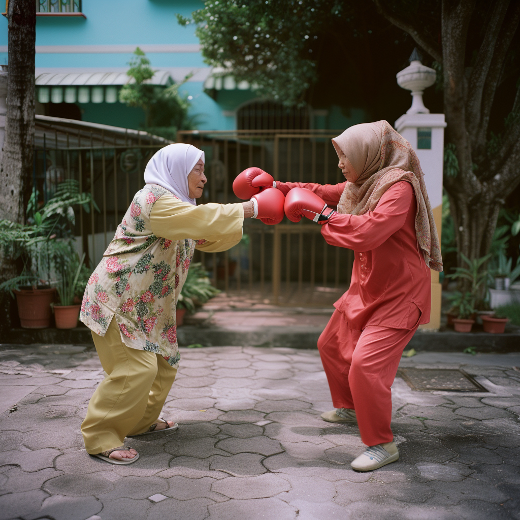 Malaysian Hijabi Grandmother Boxing Celebration