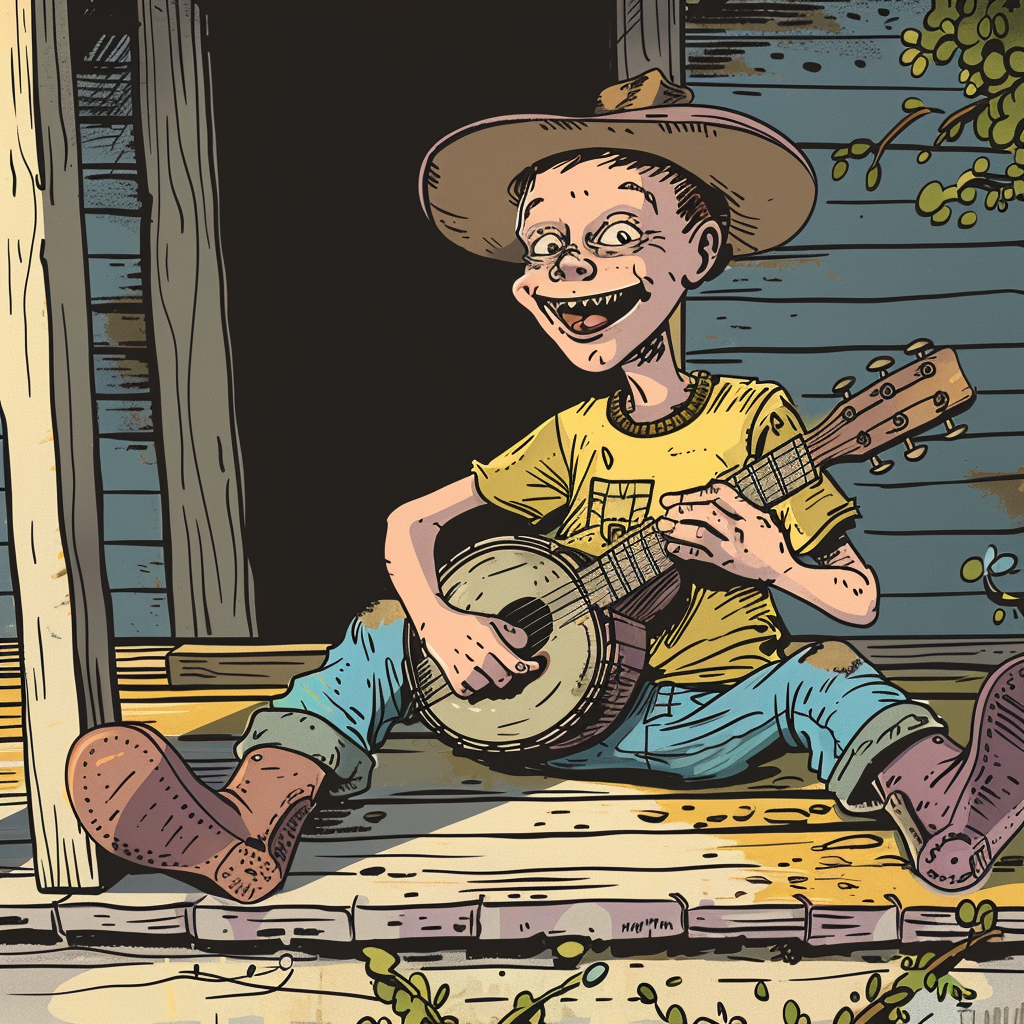 Young hillbilly with banjo sketch