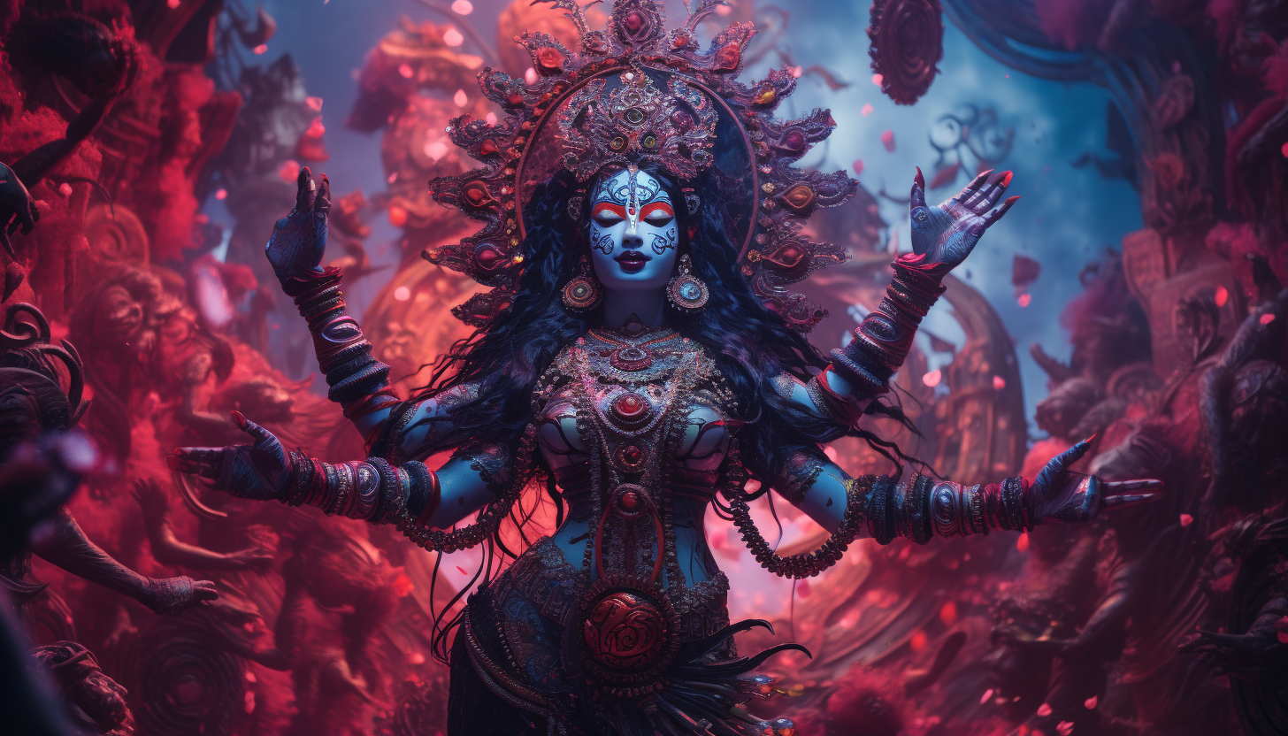 Powerful depiction of Ma Kali at a dance temple