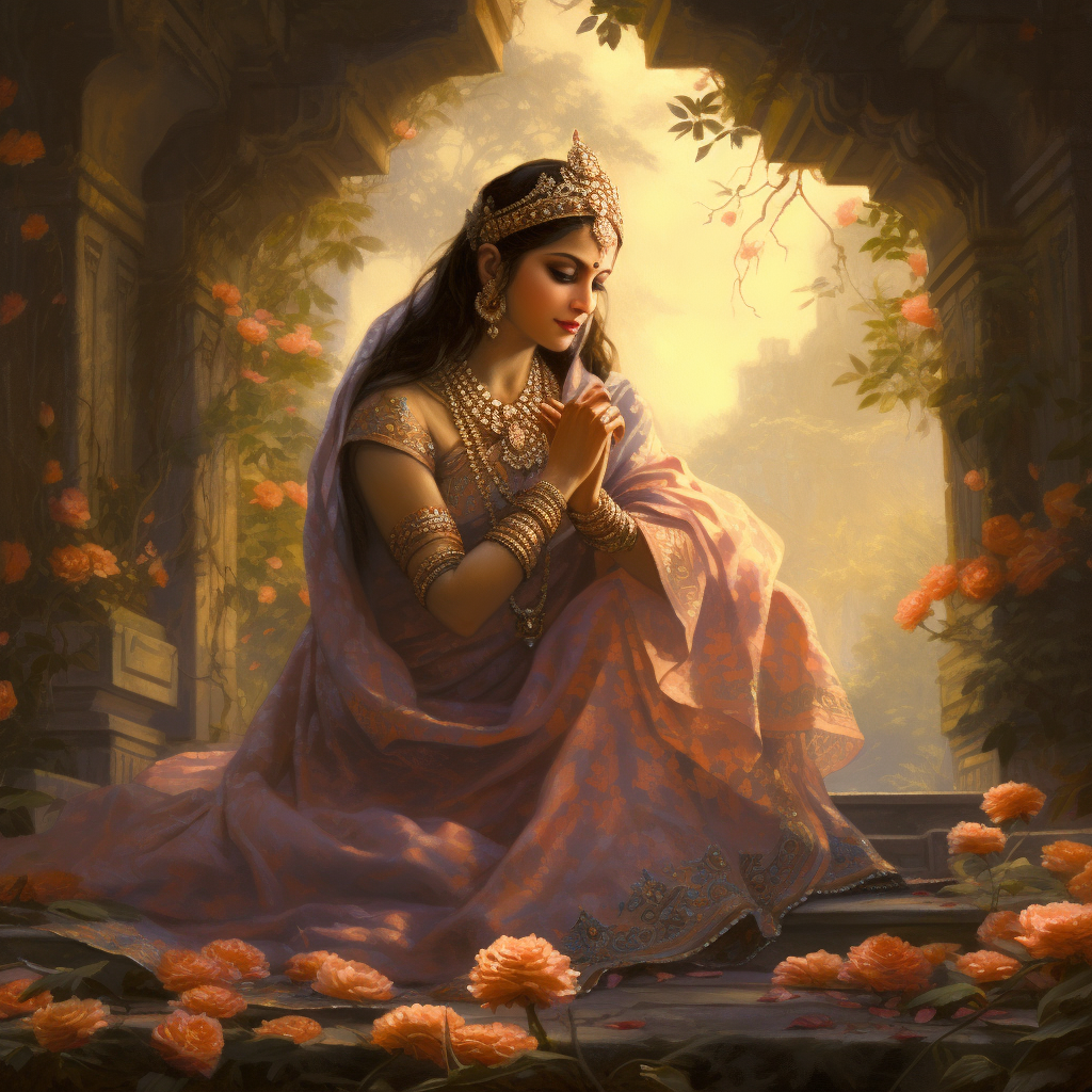 Hindu goddess Sita giving blessings