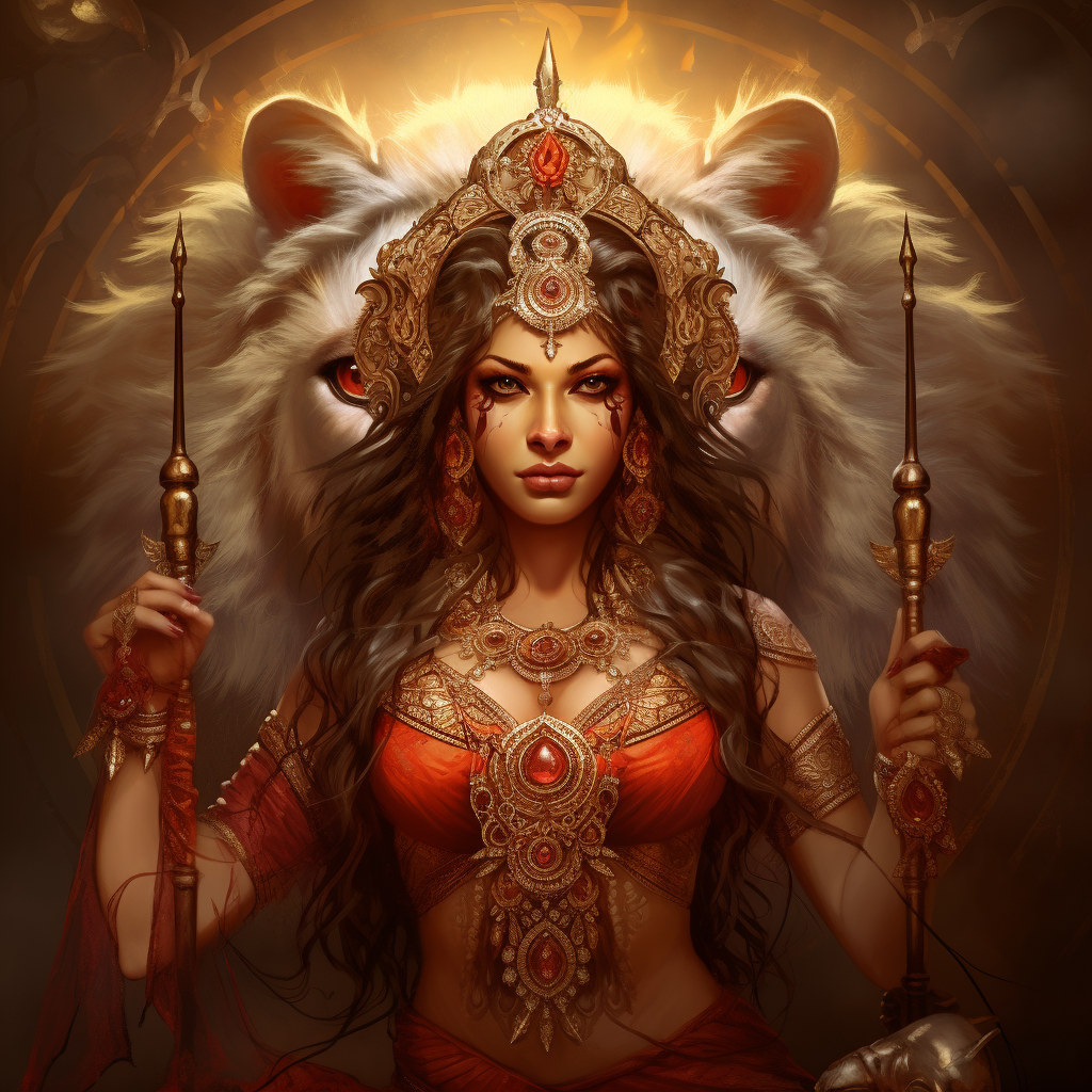 Realistic Hindu Goddess Durga artwork