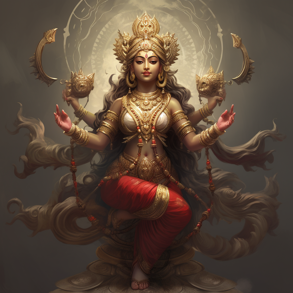 Realistic depiction of Hindu Goddess Laxmi in marine concept