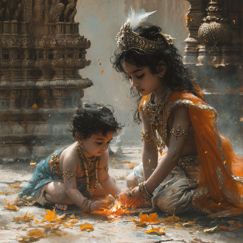 Hindu Prince Rama playing with Sita