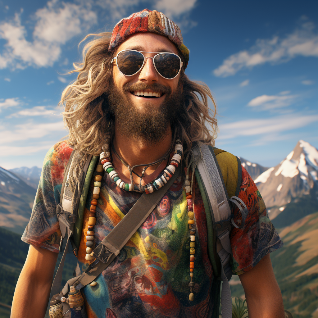 Hippie hiker in stunning natural surroundings