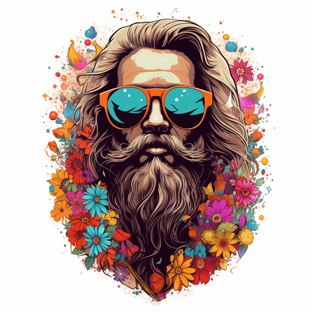 Colorful hippie art print for t-shirt