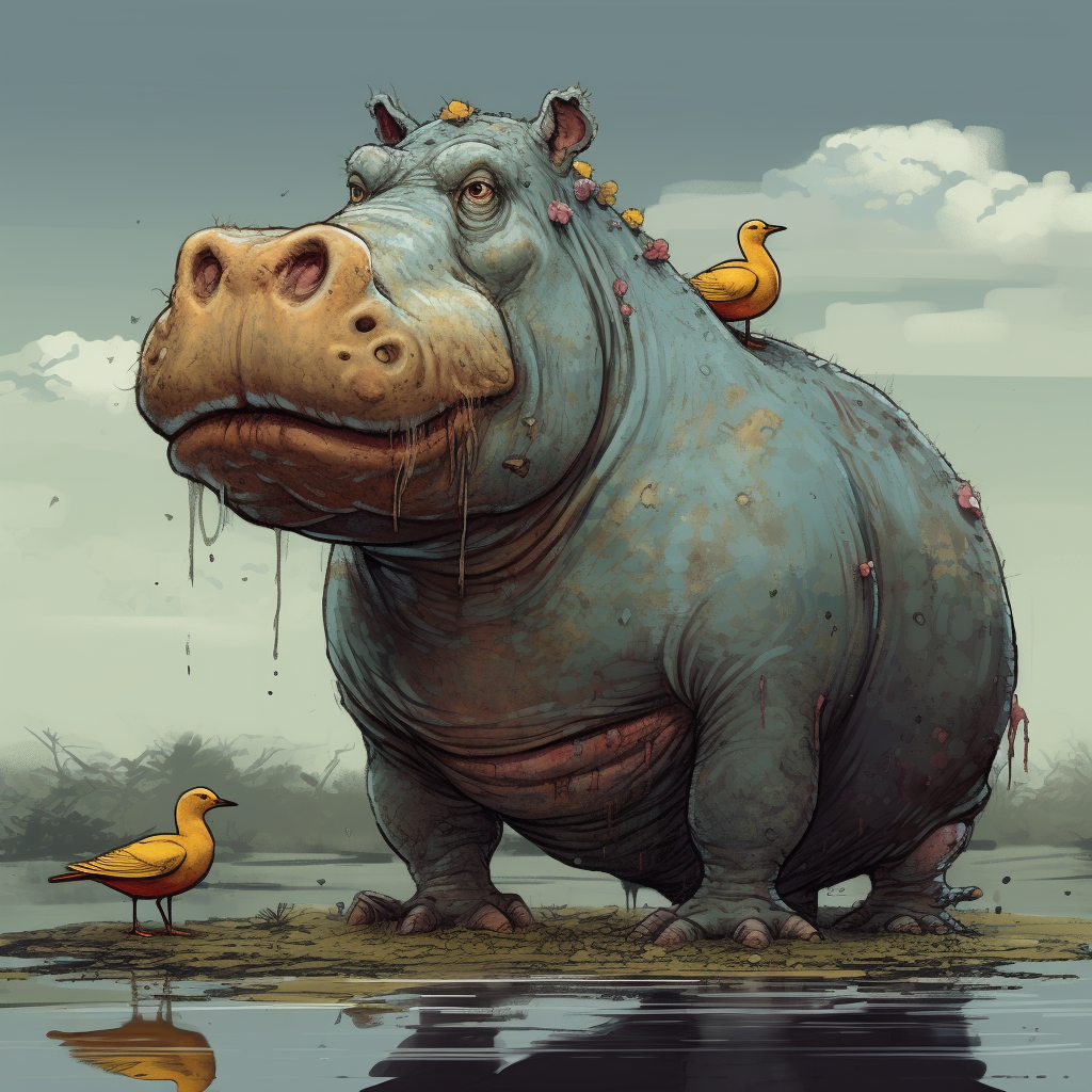 Hilarious hippo with chicken head