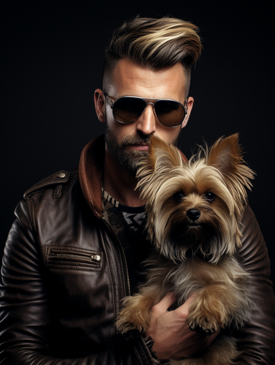 Hipster male with stylish dog haircut