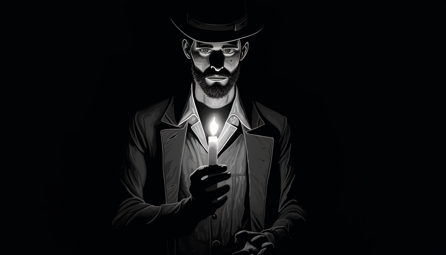 Hipster male with candle in dark