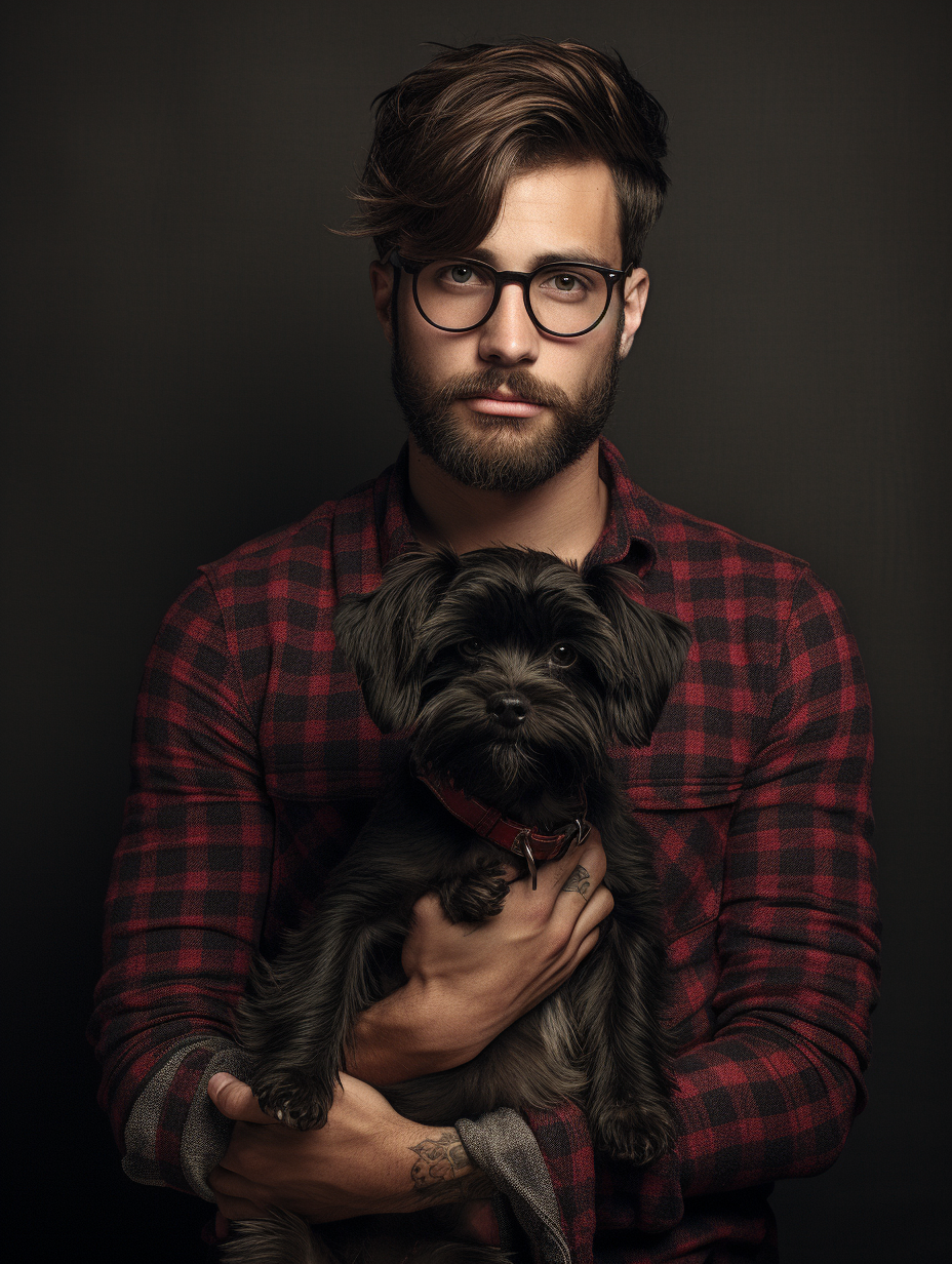 Stylish male with his canine companion