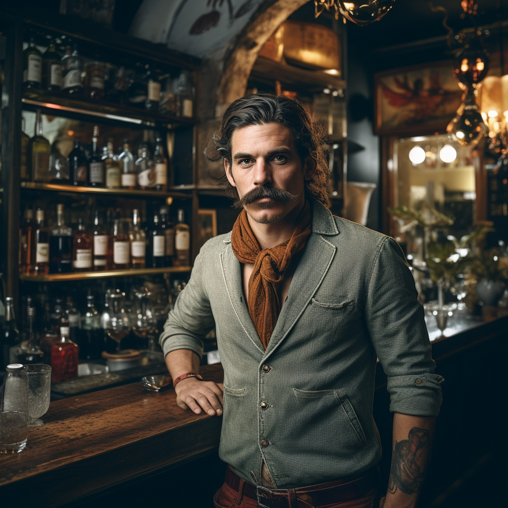 Hipster Bar Barmen with Mustache