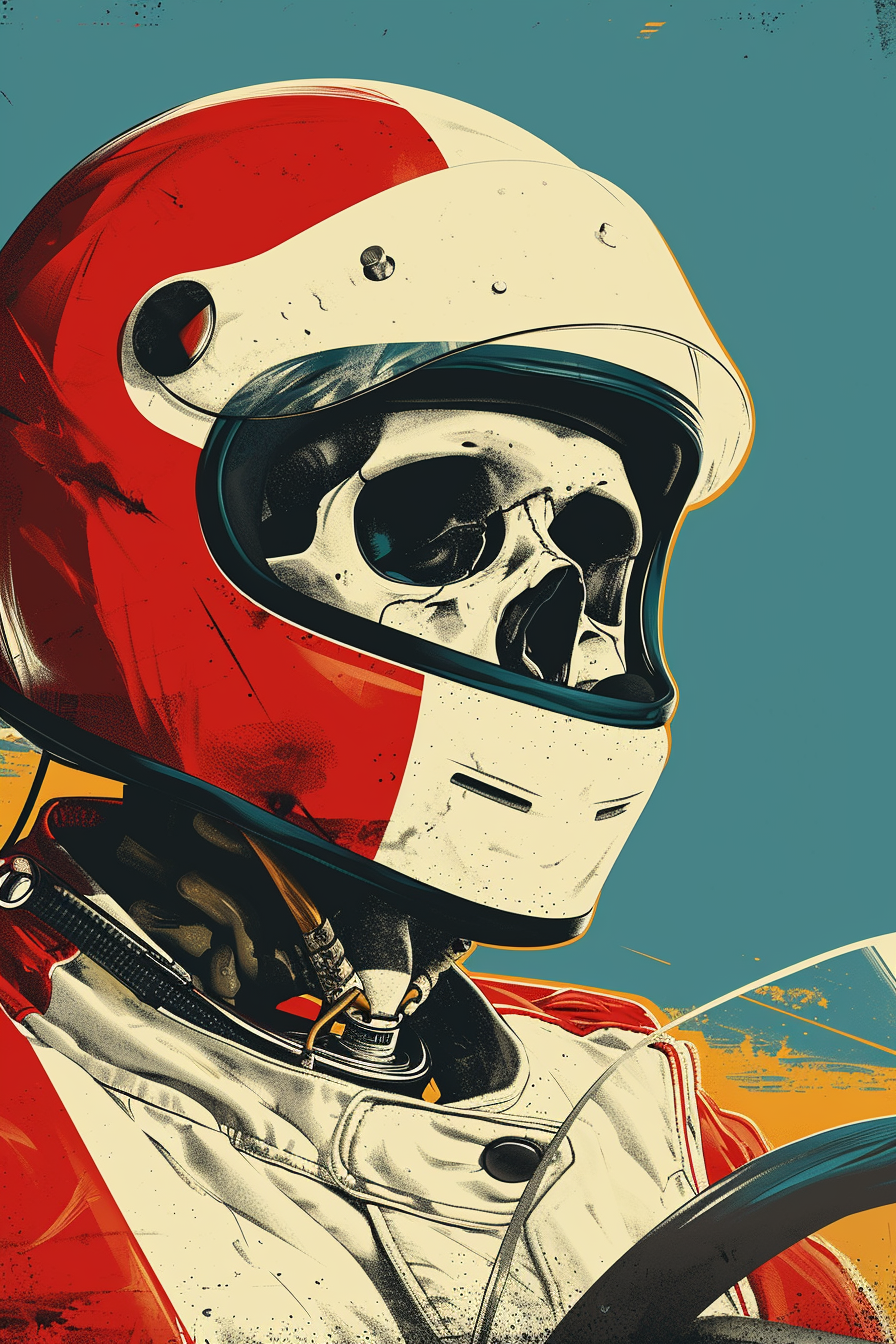 Retro skeleton head motorsports poster