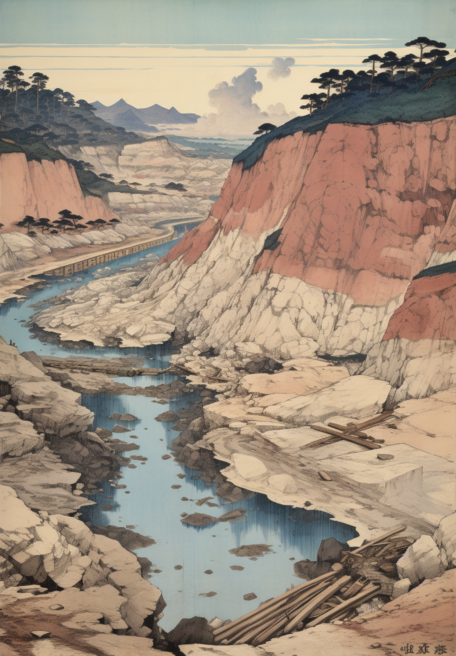 Hiroshige's beautiful quarry barren land