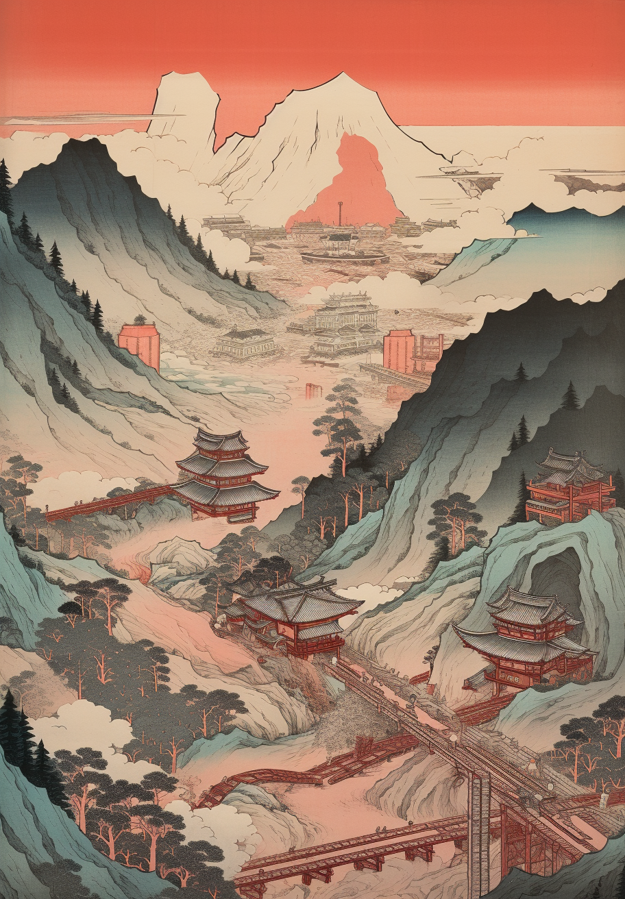 Hiroshige's ukiyo-e strip mine artwork