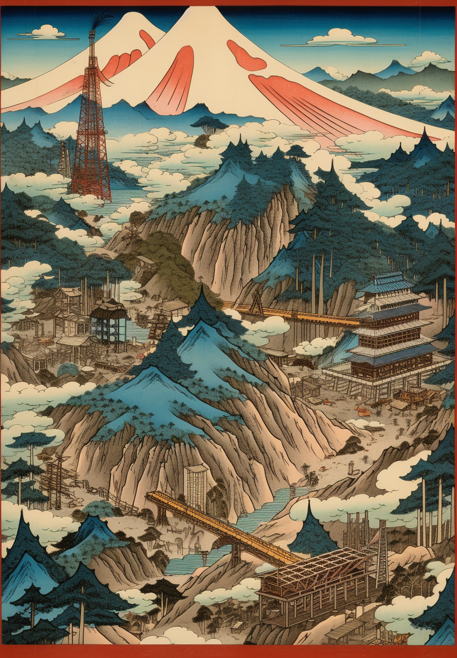 Hiroshige's ukiyo-e strip mine artwork