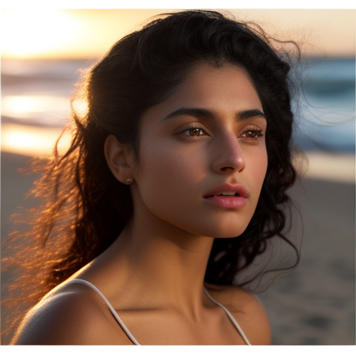 Beautiful hispanic woman on a beach