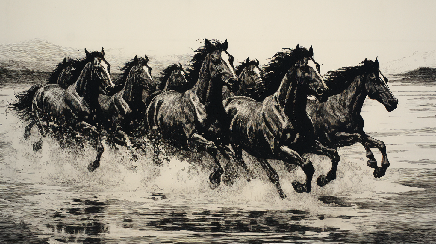 Horse running in historical collography