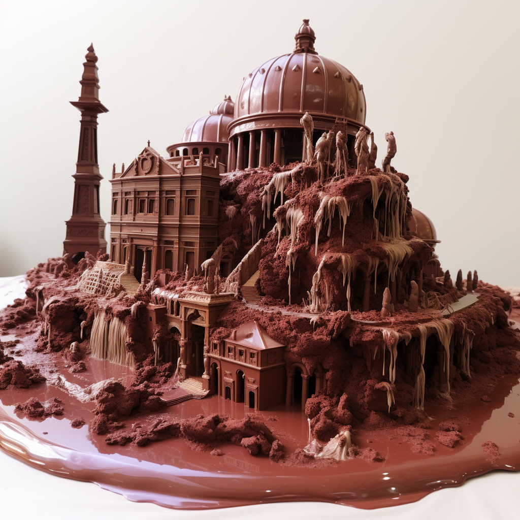 Historical Italian Monument covered in chocolate