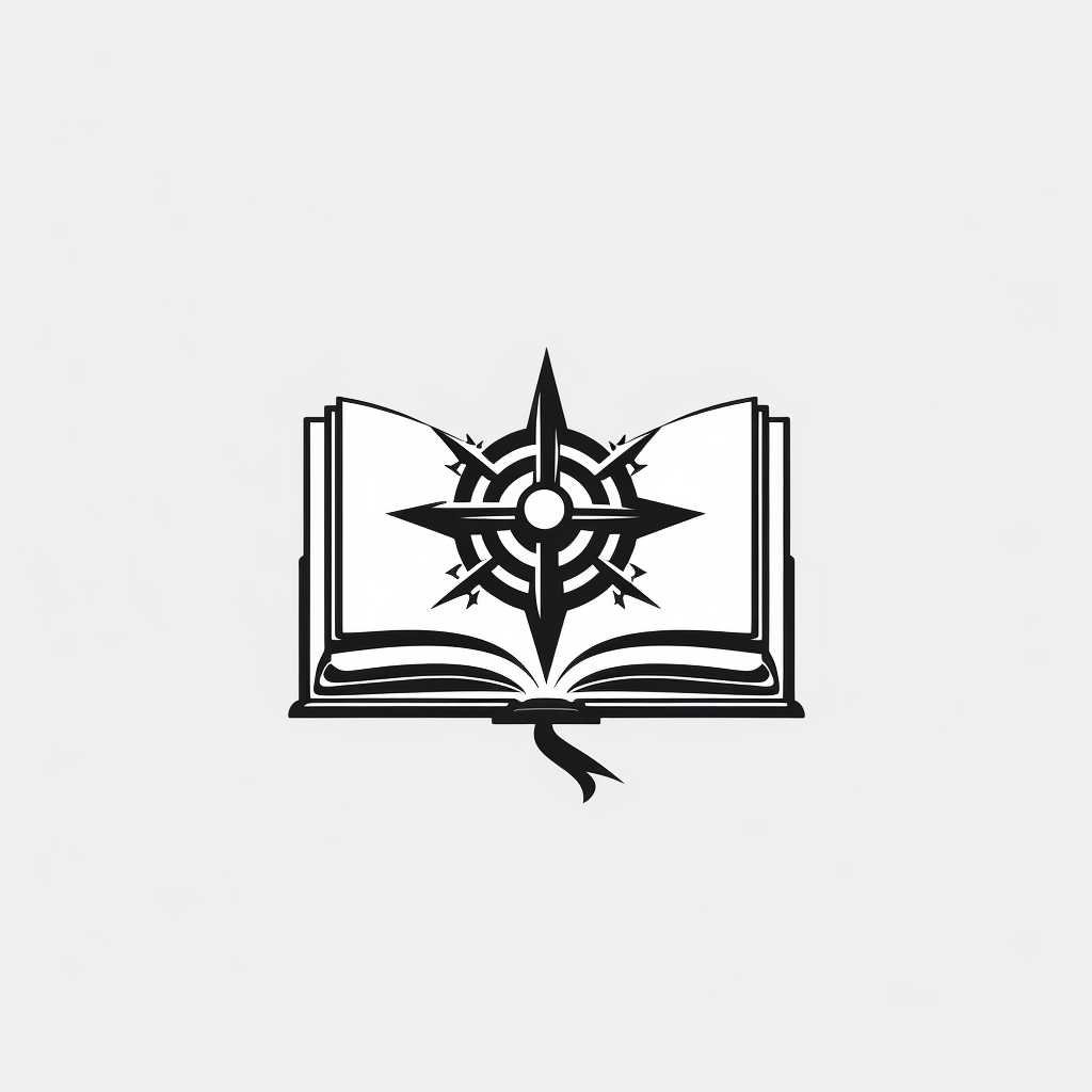 Minimalistic black and white historical book logo