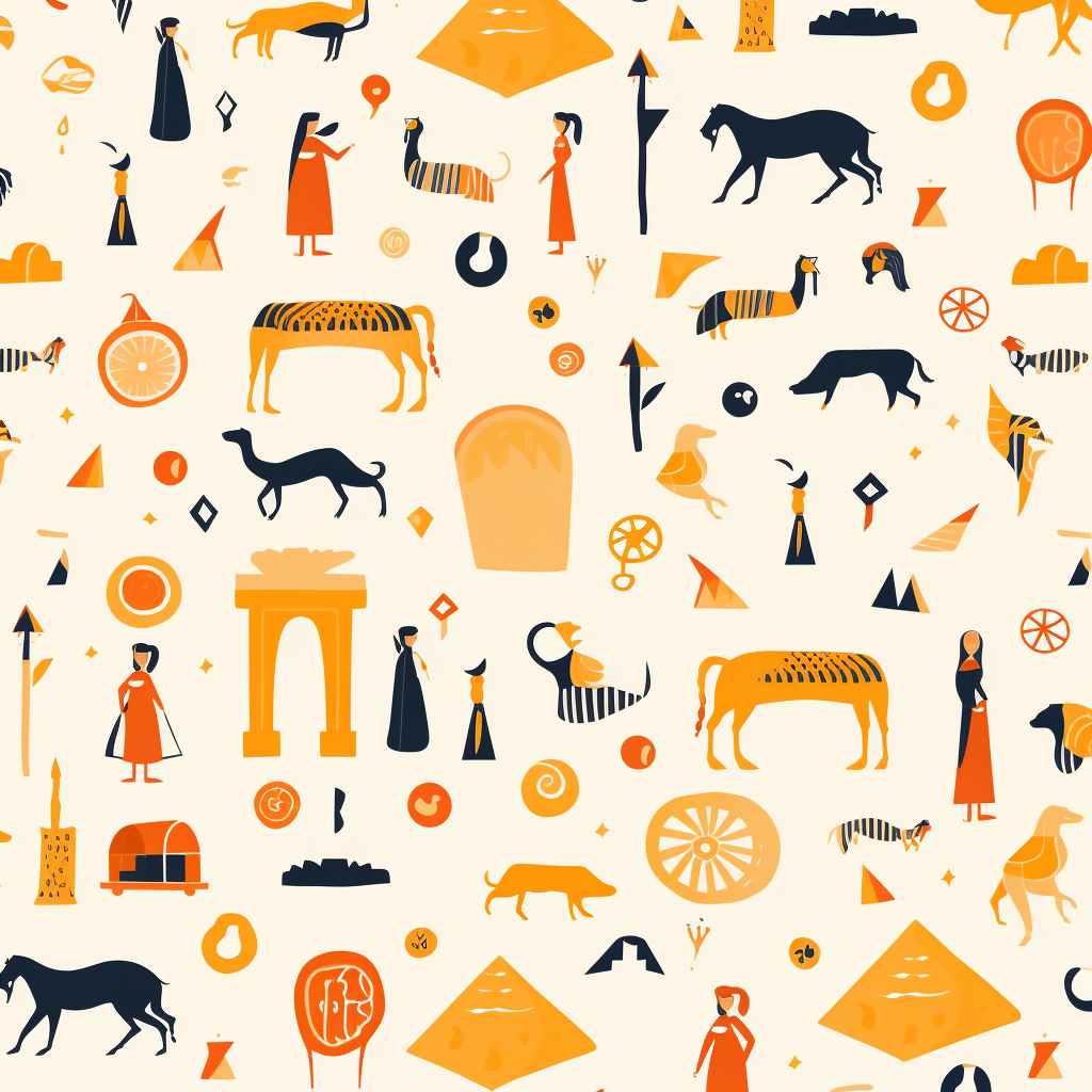 Minimalist pattern-style history illustration