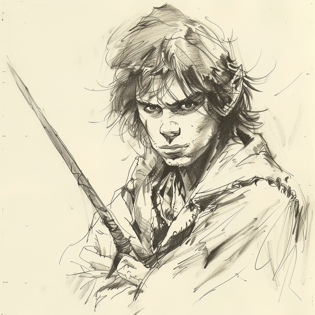 Simple sketch of hobbit adventurer