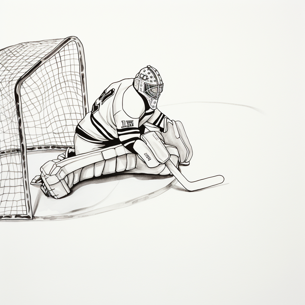 Hockey goalie protecting the net